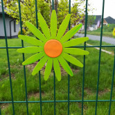 Plastová dekorace na plot zelená kopretina, oranžový střed